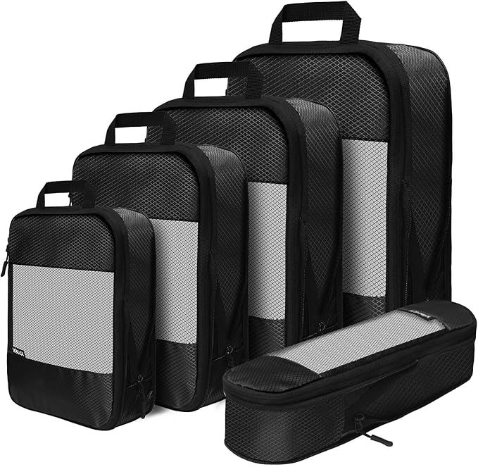 Compression Packing Cubes for Suitcases,5 Set Travel Essentials, Lightweight Luggage Organizer Bags, Travel Cubes for Carry on