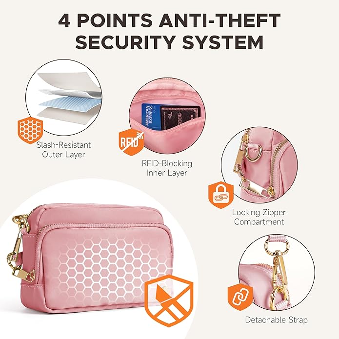 Joryin Anti Theft Crossbody Bag for Women, Slash-resistant RFID Blocking Travel Purses, Small Shoulder Bag Handbag, Nylon