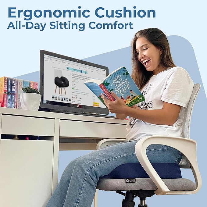 5 STARS UNITED Donut Pillow Hemorrhoid Tailbone Cushion – Large Floor Cushion for Pain Relief – Coccyx, Prostate, Sciatica, Pelvic Floor, Pressure Sores, Pregnancy, Postpartum Recovery, Blue
