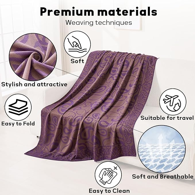 Travel Blanket Airplane - Ultra Soft & Lightweight Knit Design Compact Airplane Blanket,53x72 Inch,Stylish Travel Shawl Wraps for Flights,Office,Home Use,Travel Essentials & Gifts