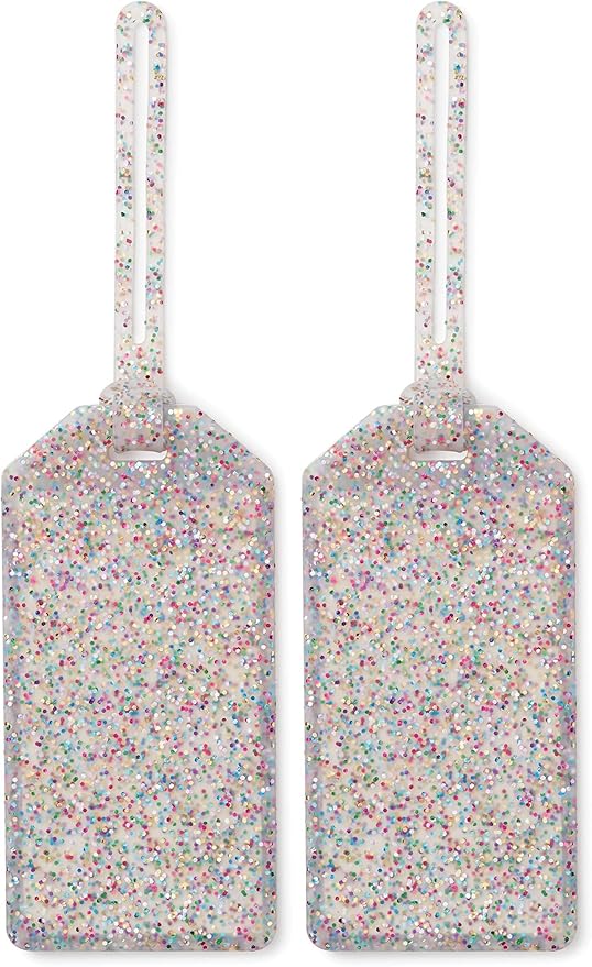 Kate Spade New York, Silicone Luggage Tag with Strap, Multi Glitter (Pack of 2)