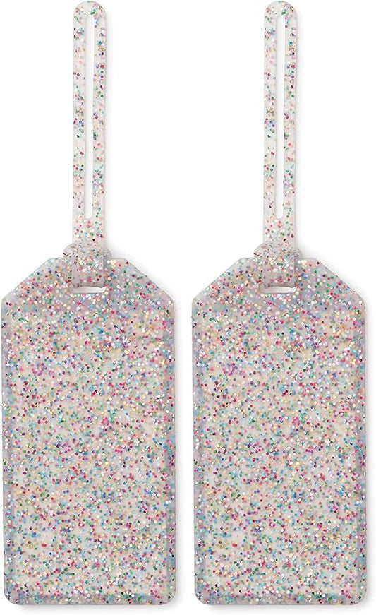 Kate Spade New York, Silicone Luggage Tag with Strap, Multi Glitter (Pack of 2)