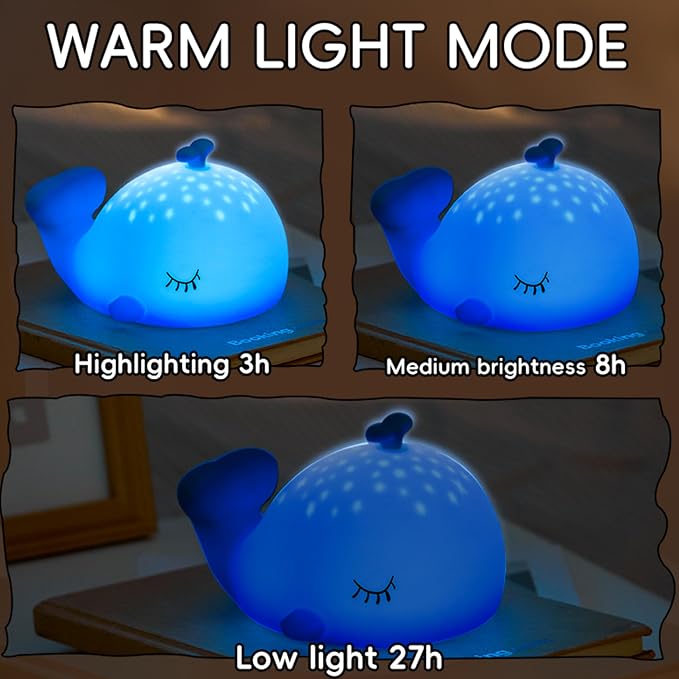 Whale Night Light, 7 Colors Dimmable Bedside Lamp, Touch Control Night Lamp with Timer Table Lamp, Used for Camping Party Room Decor (Whale)