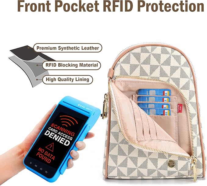 INICAT RFID Blocking Sling Bag, Anti Theft Crossbody Bag for Women, Travel Fanny Pack Style Purse, Vegan Leather