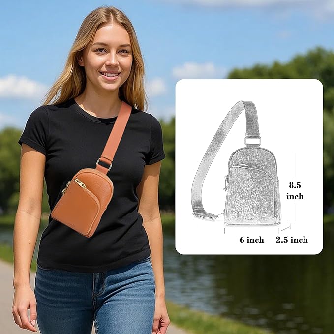 INICAT RFID Blocking Sling Bag, Anti Theft Crossbody Bag for Women, Travel Fanny Pack Style Purse, Vegan Leather