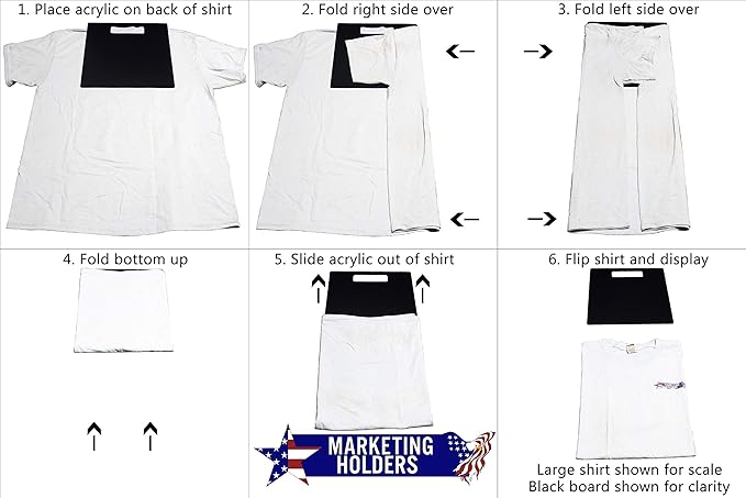 Marketing Holders Shirt Folding Board 11" x 12" Clear Acrylic Retail Shops Department Stores Laundromats Folding Tool Helpful Precise Neat Stackable