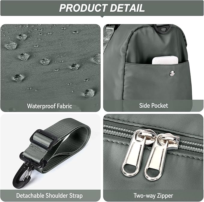 Weekender Gym Duffel Bags for Women Olive Green with Toiletry Bag