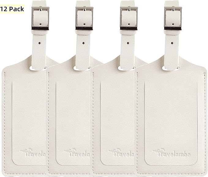 Travelambo Luggage Tags for Suitcases PU Leather Travel Tags Bag Tags Privacy Protection Travel Essentials