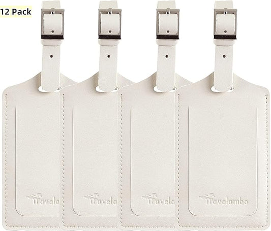 Travelambo Luggage Tags for Suitcases PU Leather Travel Tags Bag Tags Privacy Protection Travel Essentials