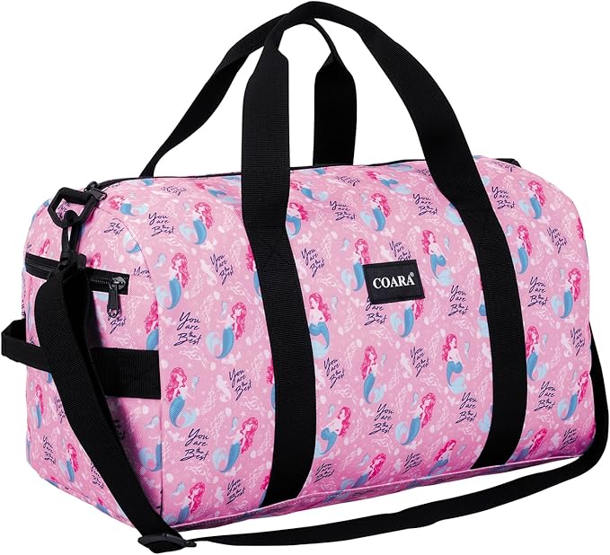 Kids Duffle Bag Overnight Bags for Boys and Girls Weekender Sleepover Carry-On Tote for Traveling Gym Sport Dance (Mermaid)