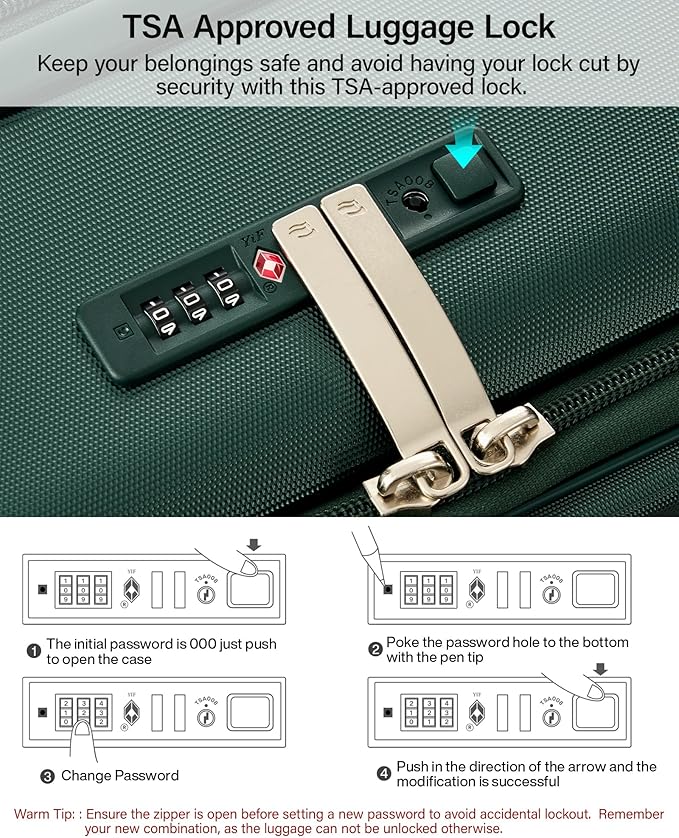 MILADA 20-Inch Expandable Carry On Luggage, Hard Shell Top-Opening Luggage with Wheels, TSA-Approved Small Travel Bag for Men and Women Carry-On Suitcase, Blackish Green
