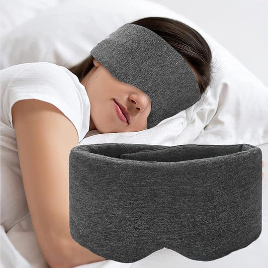 Sleep Mask for Men Women,100% Cotton Sleep Eye Mask with Fully Adjustable Strap, 100% Light Blocking Eye Mask for Sleeping, 0 Pressure Eye Covers for Travel Yoga Nap (Black)