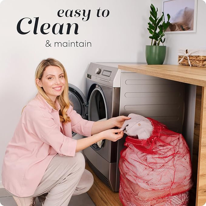 Handy Laundry Mesh XL Laundry Bags 2-Pack, 24 x 36 Inch Heavy Duty, Durable Drawstring Closure, Machine Washable, Large Laundry Bag for Delicates, College Dorms, Travel, Laundromats, Apartments, Red