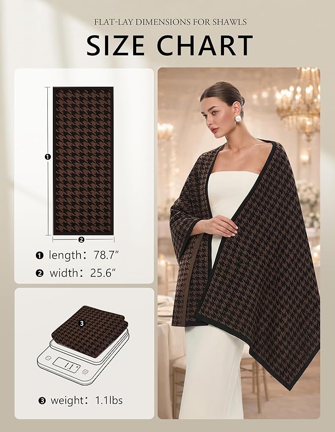PULI Women's Pashmina Shawl Wraps for Evening Dress Large Scarf Blanket Long Wedding Bridal Winter Warm Shoulder Wrap