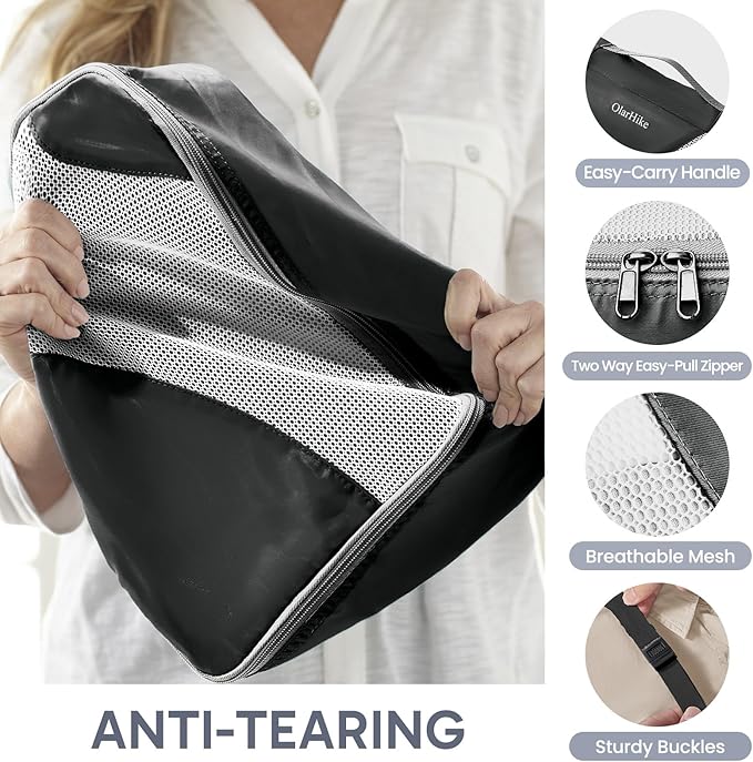 10 Set Packing Cubes for Travel, Gifts for Women Mom,Anti-Tearing Suitcase Organizer for Luggage with Shoe & Hanging Toiletry Bag,OlarHike Vacation Essentials & Accessories for Cruise Ship
