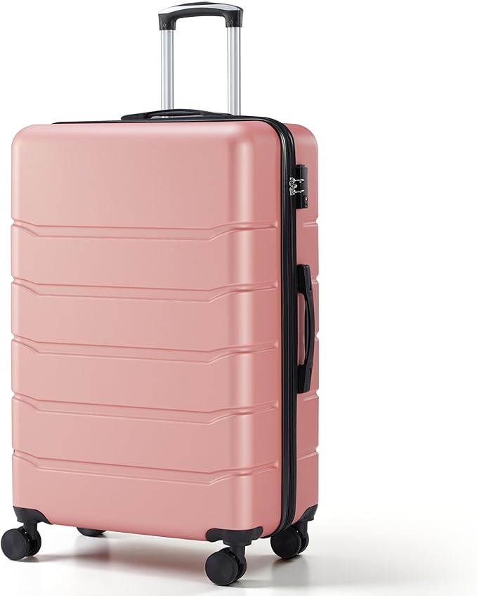 HealSmart Hardside Carry-On Luggage, Expandable Portable Hardshell Luggage with Spinner Wheels, Lightweight Suitcase TSA Lock, 20 Inch, Pink