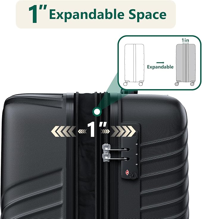 21 Inch Carry On Luggage, ABS Hardside Suitcase with Spinner Wheels, Airline-Approved Cabin Luggage with TSA Security Lock, Expandable Travel Suitcase for Flights, Business Trips & Weekend Vacations