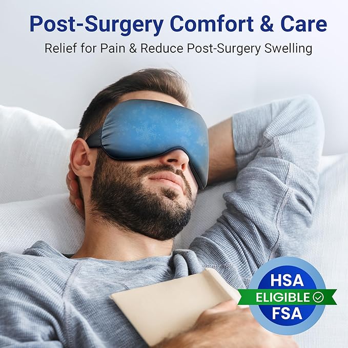 Cooling Eye Mask for Dark Circles Puffiness - Fsa Eligible Items Hsa, Cold Compress for Puffy Eyes Migraines Headache Sleeping After Surgery, Gentle Weighted Travel Essentials Gel Ice Pack (Black)