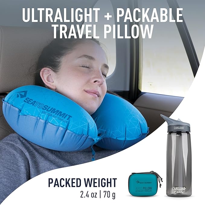 Sea to Summit Aeros Ultralight Traveller Inflatable Neck Pillow, Aqua
