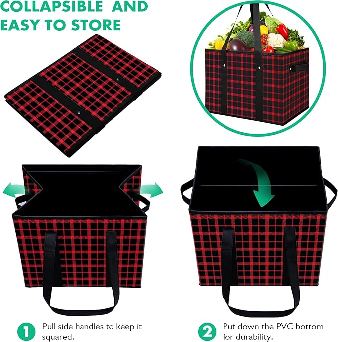 WISELIFE Reusable Grocery Bags 8 Pack,Large Grocery Tote Bag Water Resistant Shopping Bags Foldable Grocery Bag for Clothes,Shoes and Picnic,Red