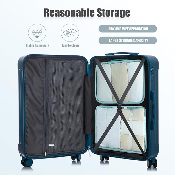 Merax 3 pcs/set in ABS Spinner Wheel Luggage Set, Carry on Suitcase
