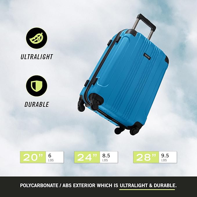 Kenneth Cole REACTION Out of Bounds Lightweight Hardshell 4-Wheel Spinner Luggage, Teal, 2-Piece Set (20" & 28")