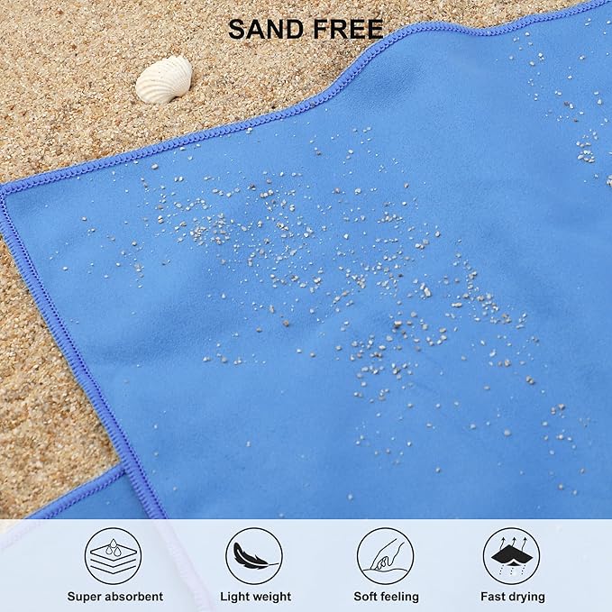 Rainleaf Microfiber Towel Perfect Travel & Gym & Camping Towel. Quick Dry - Super Absorbent - Ultra Compact - Lightweight. Suitable for Trip, Beach, Shower, Backpacking, Pool