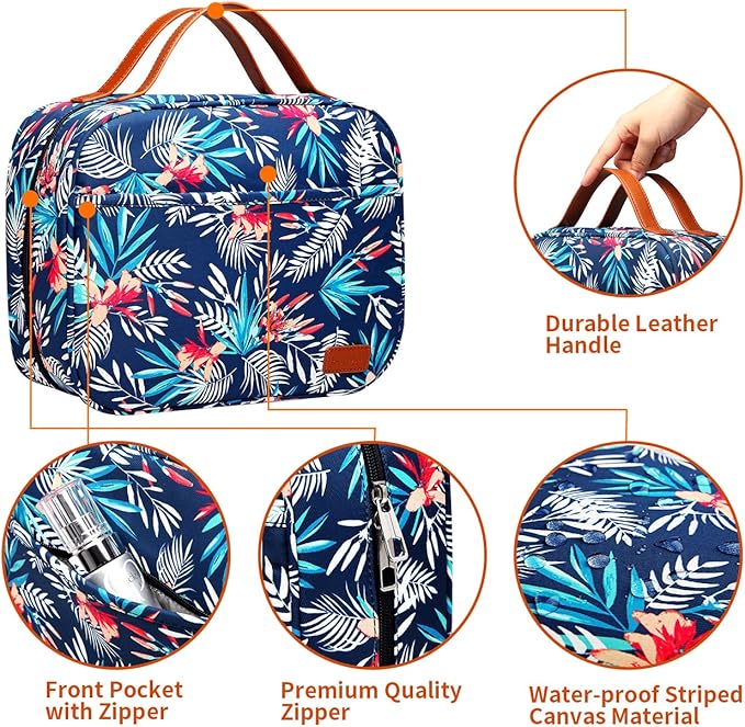 Bosidu Hanging Travel Toiletry Bag,Large Capacity Cosmetic Travel Toiletry Organizer for Women with 4 Compartments & 1 Sturdy Hook,Perfect for Travel/Daily Use/Christmas