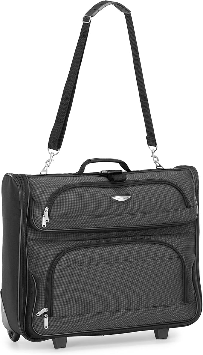 Travel Select Amsterdam Business Rolling Garment Bag, Softside Expandable Rolling 2-Wheeled Suit Carrier, Gray, One Size
