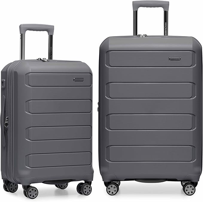 Traveler's Choice Pagosa Hardshell Expandable Luggage with Spinner Wheels, Gray, 2-Piece Set (22/26)