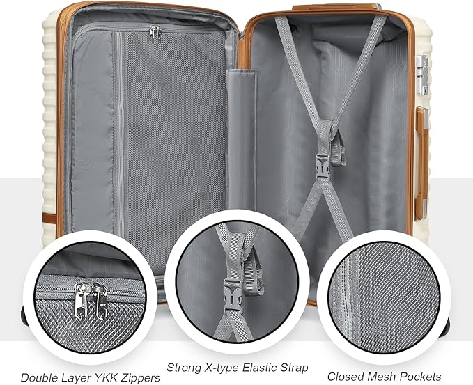 Joyway Luggage Set 7 Piece Suitcase Sets with Spinner Wheel,Hardside Expandable Travel Laggage with TSA Lock (18/20/24/28 White