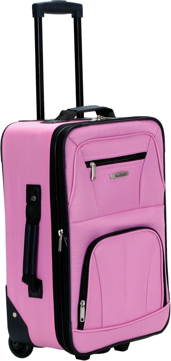 Rockland Fashion Softside Upright Luggage Set, Expandable, Pink, 2-Piece (14/19)