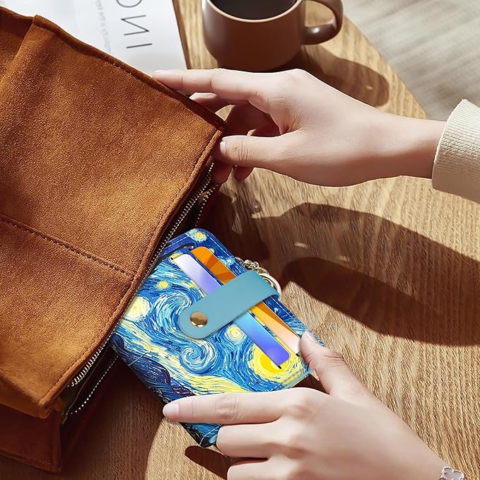 Airkit Small Wallets Woman RFID Blocking Leather Credit Card Holder - with ID Window - Card Wallets for Women - with Zipper Coin Purse - Keychain Wallet