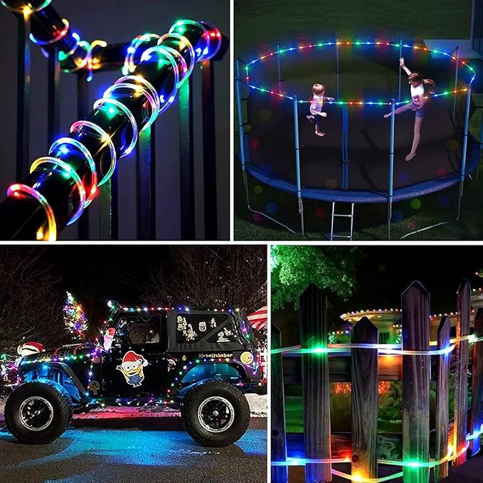 LED Rope Lights Battery Powered String Lights Outdoor with 8 Modes | 120LED 40ft Battery Operated Fairy Lights with Remote &Timer, IP65 Waterproof for Holiday Wedding Patio Decoration, 2Pack