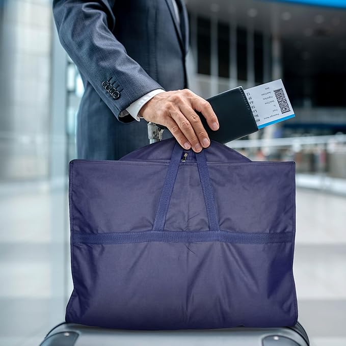 Travel Garment Bag with Zipper Pocket, Suit Bag for Suits, Dresses, Coats
