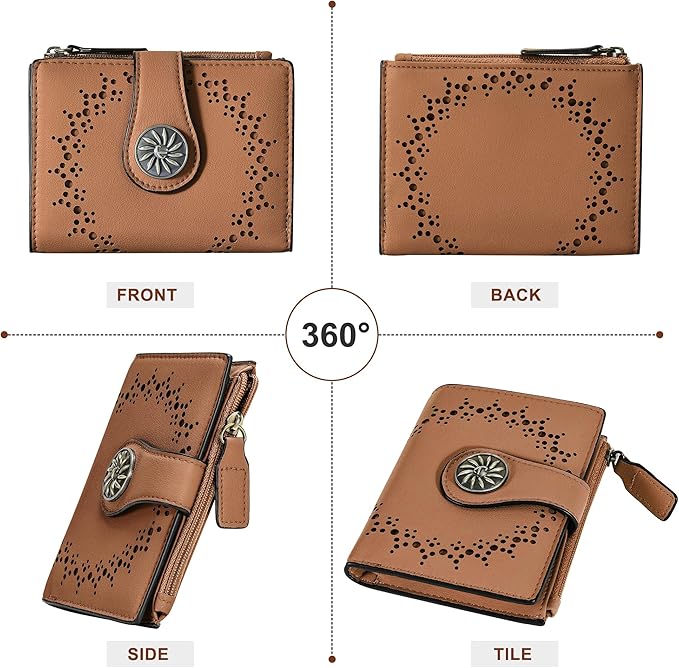 Tipmile Small Wallet for Women Bifold RFID Blocking Card Holder Leather Wallets with Zipper Coin Pocket
