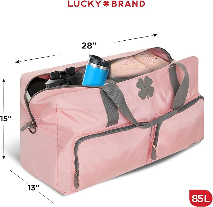 Lucky Travel Duffel Bags 85L, Gym Bag, Travel Bag & Large Duffle Bag for Men, Foldable Overnight Weekender Bags for Women & Men with Adjustable Shoulder Strap, Bridal Rose