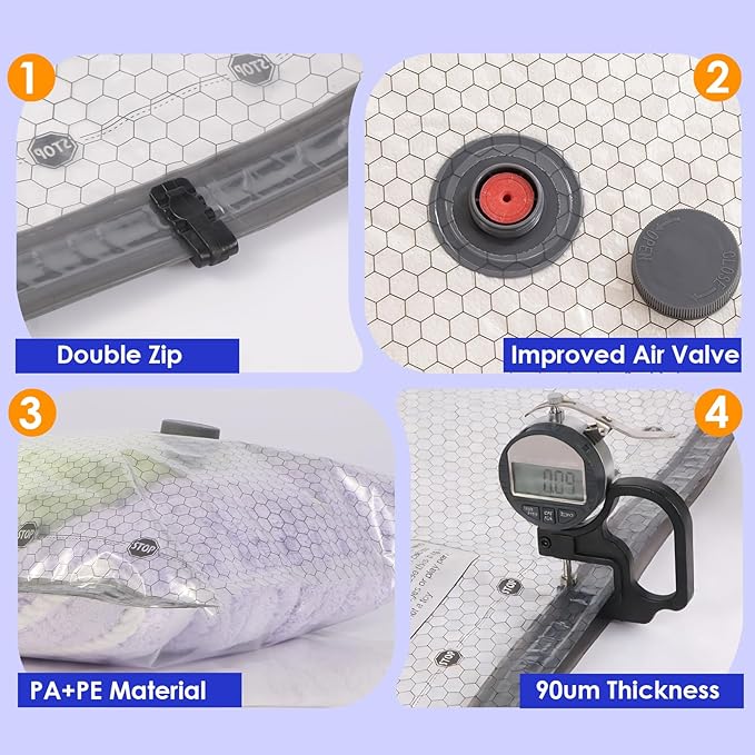 18 Pack Travel Vacuum Storage Bags with Rechargeable Wireless & Hand Pump, Portable Space Saver Bags for Travel & Home, Vacuum Compression Packing Seal for Clothes, Blankets, Seasonal Storage