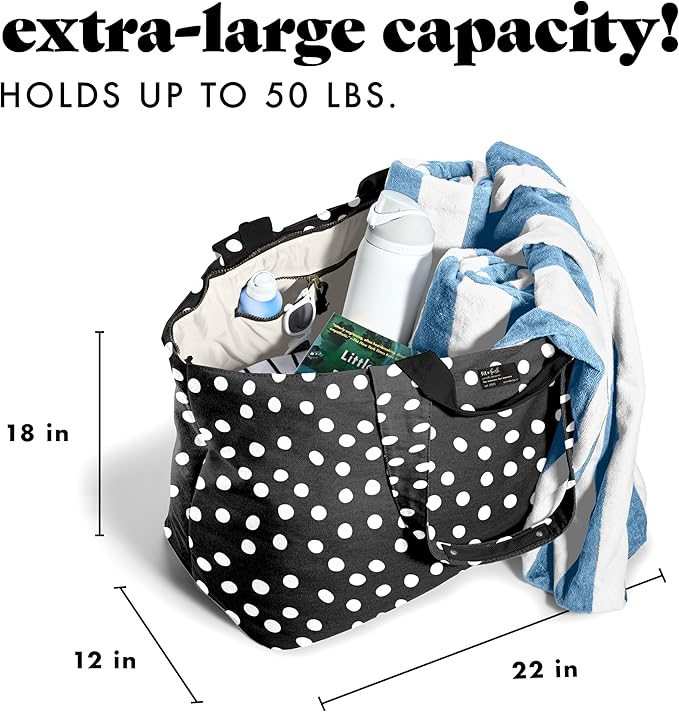 Fit & Fresh Large Beach Bag for Women - Extra Large Travel Tote With Pockets