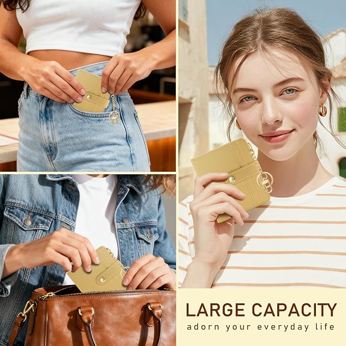 Jogjam Ginger Yellow Rfid Ladies Wallet, Small Slim Thin Compact Credit Card Women Wallet, PU Leather Bifold Cash Zipper Coin Pocket ID Window for Female