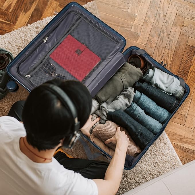 24 Inch Expandable Luggage with Wheels Checked Bag Luggage Hard Shell PC Suitcases Lightweight Travel Checked Luggage Medium Suitcase with Lock for Woman Men Travel