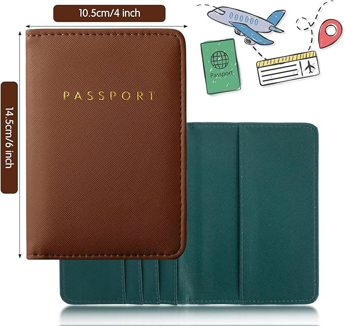 2 Pcs Passport Cover Holder for Travel Waterproof Leather Passport Wallet Case Book Travel Cruise Essentials for Women Men | 2 Pieces, Bridal, Holder, Waterproof, Holder Covers, Travel Wallet