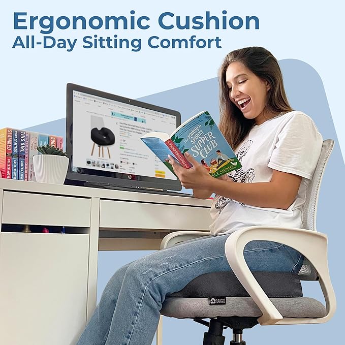 5 STARS UNITED Donut Pillow Hemorrhoid Tailbone Cushion – Large Floor Cushion for Pain Relief – Coccyx, Prostate, Sciatica, Pelvic Floor, Pressure Sores, Pregnancy, Postpartum Recovery, Dark Gray