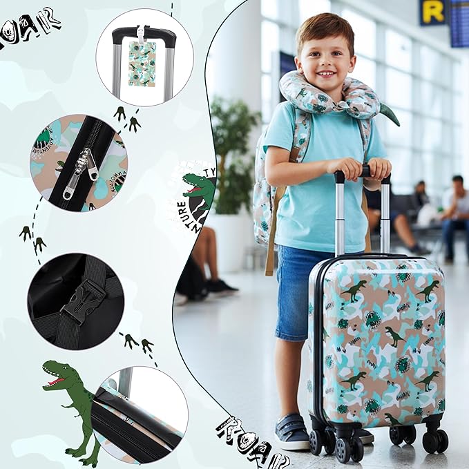 Kid’s Luggage Set 6 Piece Suitcase Set 16’’ Hardside Luggage with Spinner Wheels Girls Boys Carry on Luggage Travel Rolling Luggage Airline Approved