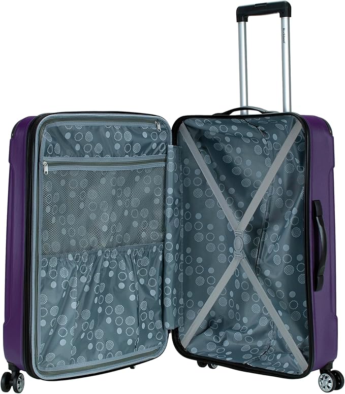 Rockland London Hardside Expandable Spinner Wheel Luggage, Purple, Checked-Large 28-Inch