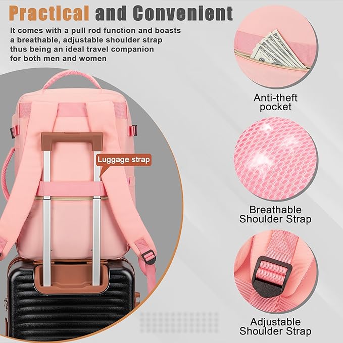 40L Travel Backpack, Water-Resistant Carry On Backpack for Men Women, Business Laptop Backpack for Trips & Commutes, Fits 15.6/17.3 Inch Laptop
