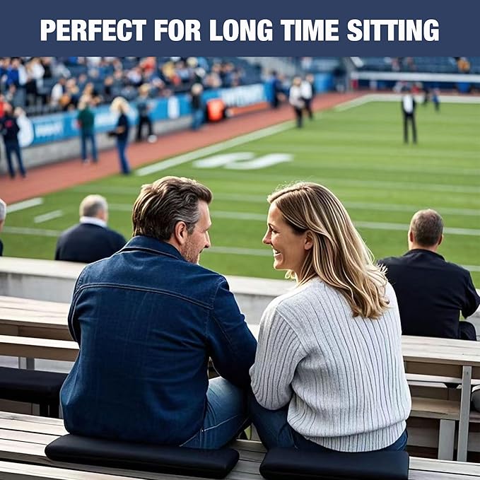 Stadium Seat Cushions, Portable Bleacher Cushions with Handle, Waterproof Oxford Fabric, Zipper Design (Blue - 3 Pack)