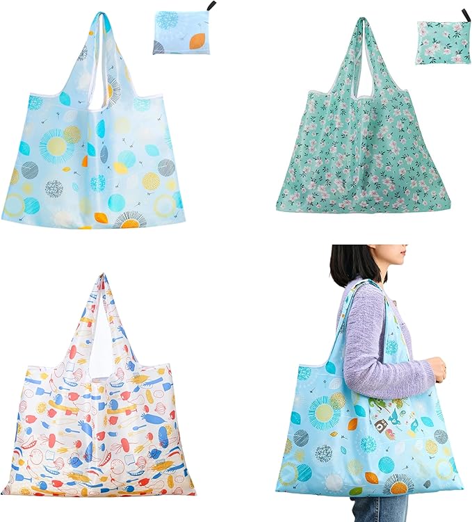 CISMARK Extra Large 50lbs Foldable Reusable Shopping Bags kitchen reusable grocery bags Washable Polyester Bags in Pocket