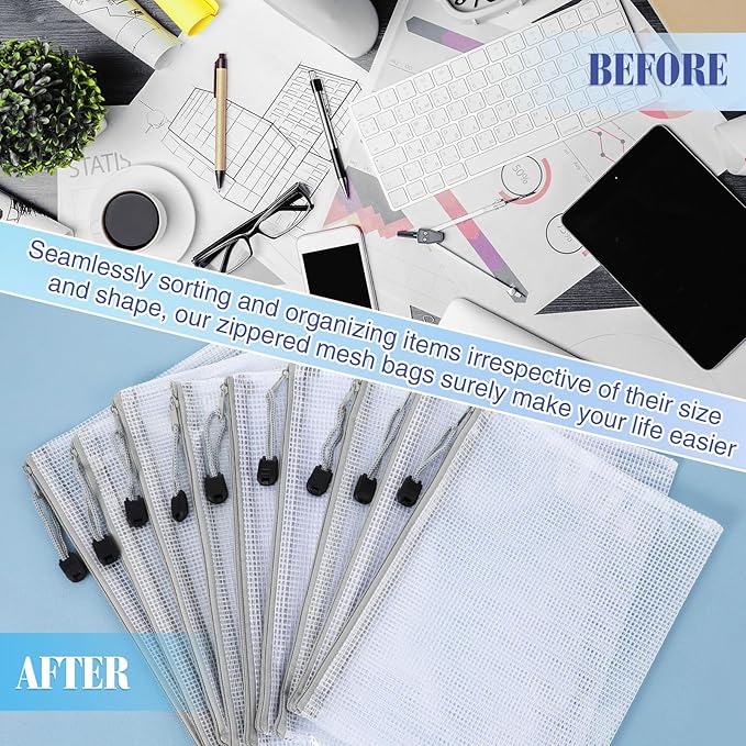 Jetec 32 Pcs Mesh Zipper Bags Toy Storage Bikini Organizer Bag Bolsas Para Guardar Trajes De Bano Waterproof Zipper Reusable Pouch Puzzle Multipurpose for Storage Office(Grey,9 x 7 Inch)