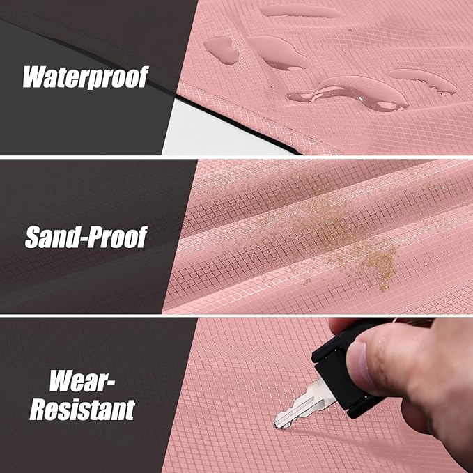 Odoland Beach Blanket Picnic Blanket, 43.3" x 27.5" SandProof Waterproof Outdoor Pocket Blanket with Portable Bag, Foldable Lightweight Sand Free Beach Mat for 1 People Hiking, Camping, Travel, Pink